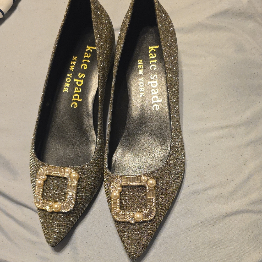 kate spade Sparkling Heels with Pearl Buckle